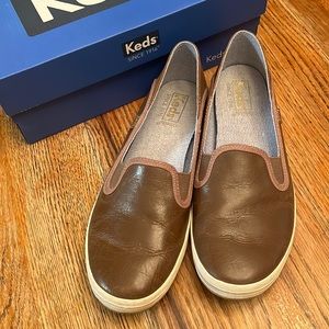 Keds brown leather flats
